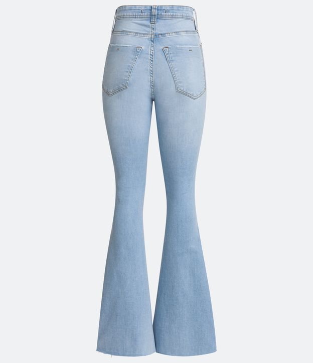 Pantalón Bootcut Cintura Alta en Jeans con Bolsillos y Gastados en las Rodillas Azul 6