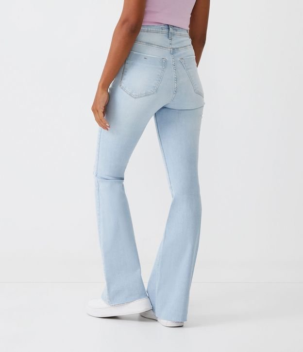 Pantalón Bootcut Cintura Alta en Jeans con Bolsillos y Gastados en las Rodillas Azul 3