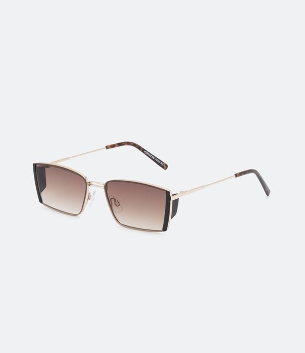 Óculos de Sol Quadrado em Metal Slim com Abinha Lateral