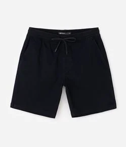 Bermuda Regular Slim em Sarja com Cós Elástico e Bolsos
