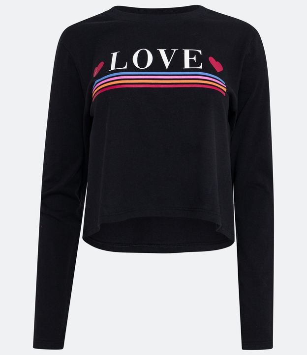 Blusa de Pijama em Meia Malha com Estampa Love