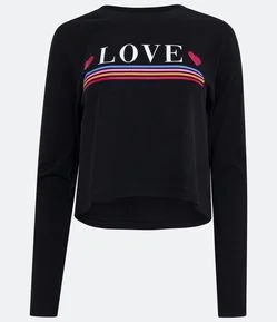 Blusa de Pijama em Meia Malha com Estampa Love