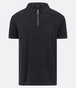 Polo Comfort em Modal com Textura e Zíper na Gola