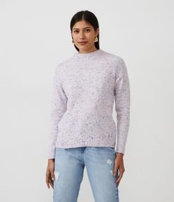 Blusão Suéter em Tricô com Gola Redonda e Manga Longa