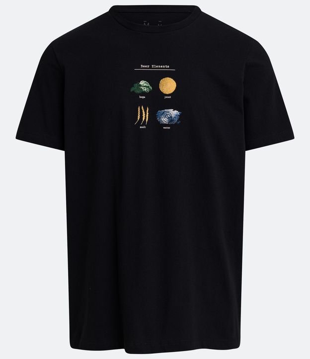 Remera Comfort en Algodón con Estampado Beer Elements Negro 5