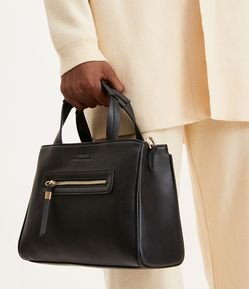 Bolsa Satchel com Bolso Frontal e Alça Removível