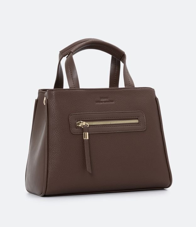 Bolso Satchel con Bolsillo Frontal Marrón 4