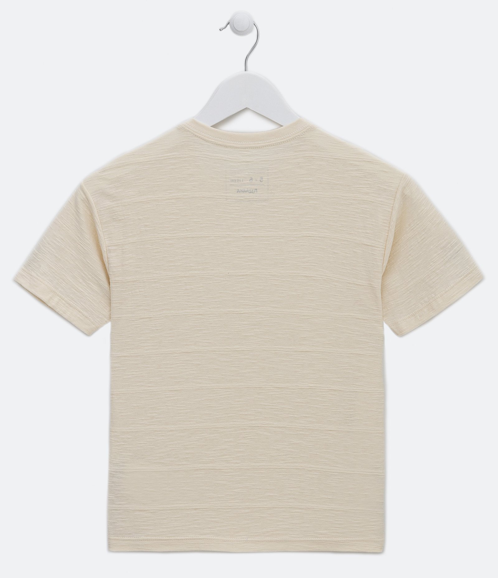Camiseta Básica Infantil com Etiqueta na Barra - Tam 5 a 14 Anos Bege 2
