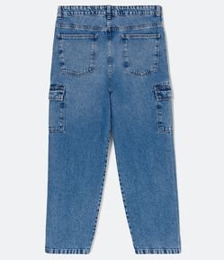 Calça Baggy Jeans com Bolsos Cargo e Efeito Marmorizado