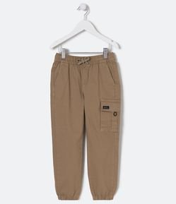 Calça Infantil em Sarja e Bolsos Cargo - Tam 5 a 14 Anos