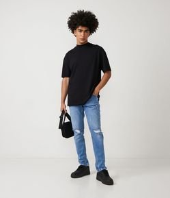 Calça Super Skinny Jeans com Puídos no Joelho