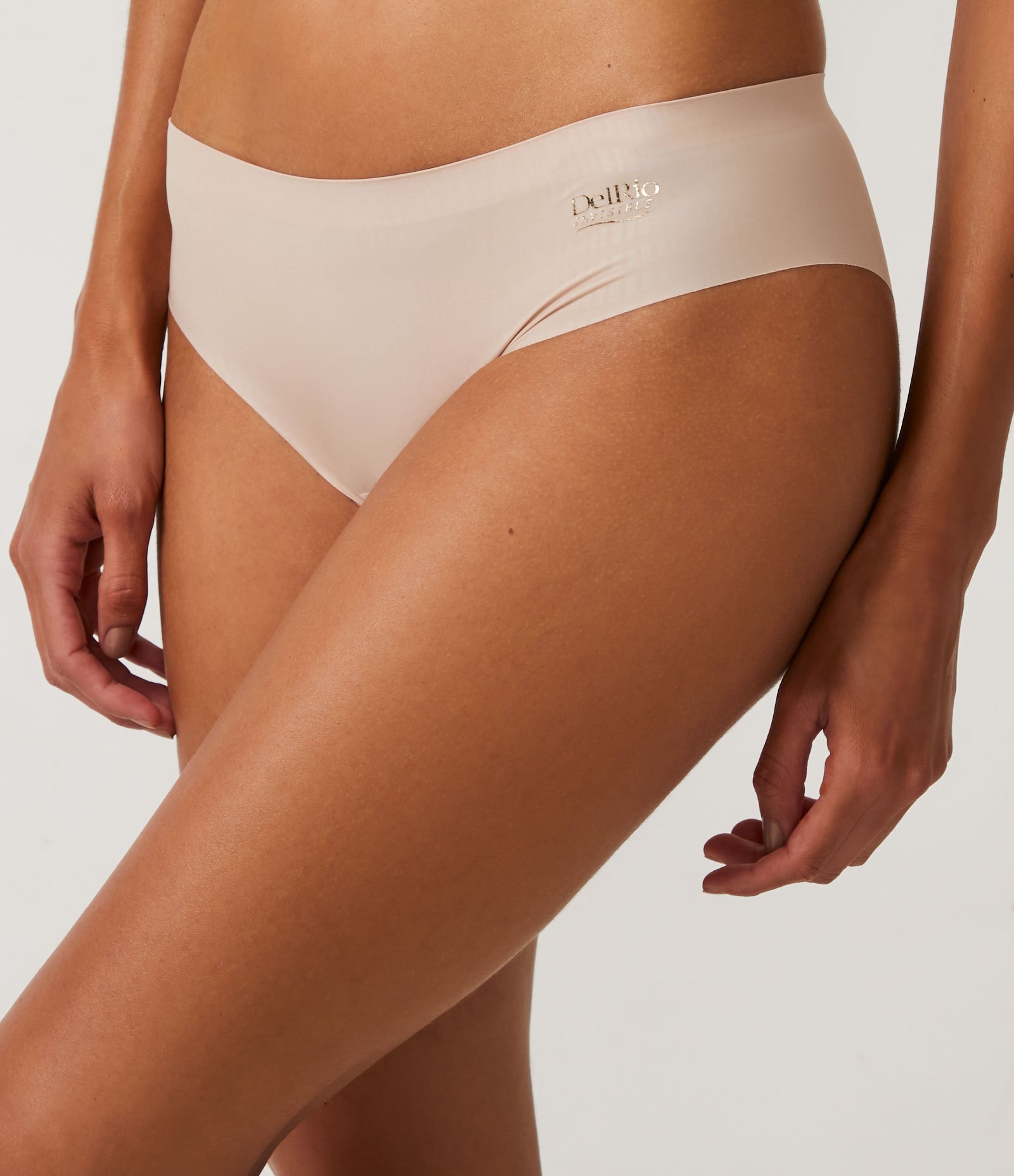 Kit 02 Calcinhas Boyshort em Microfibra com Lateral Larga DelRio Bege/ Preto 3