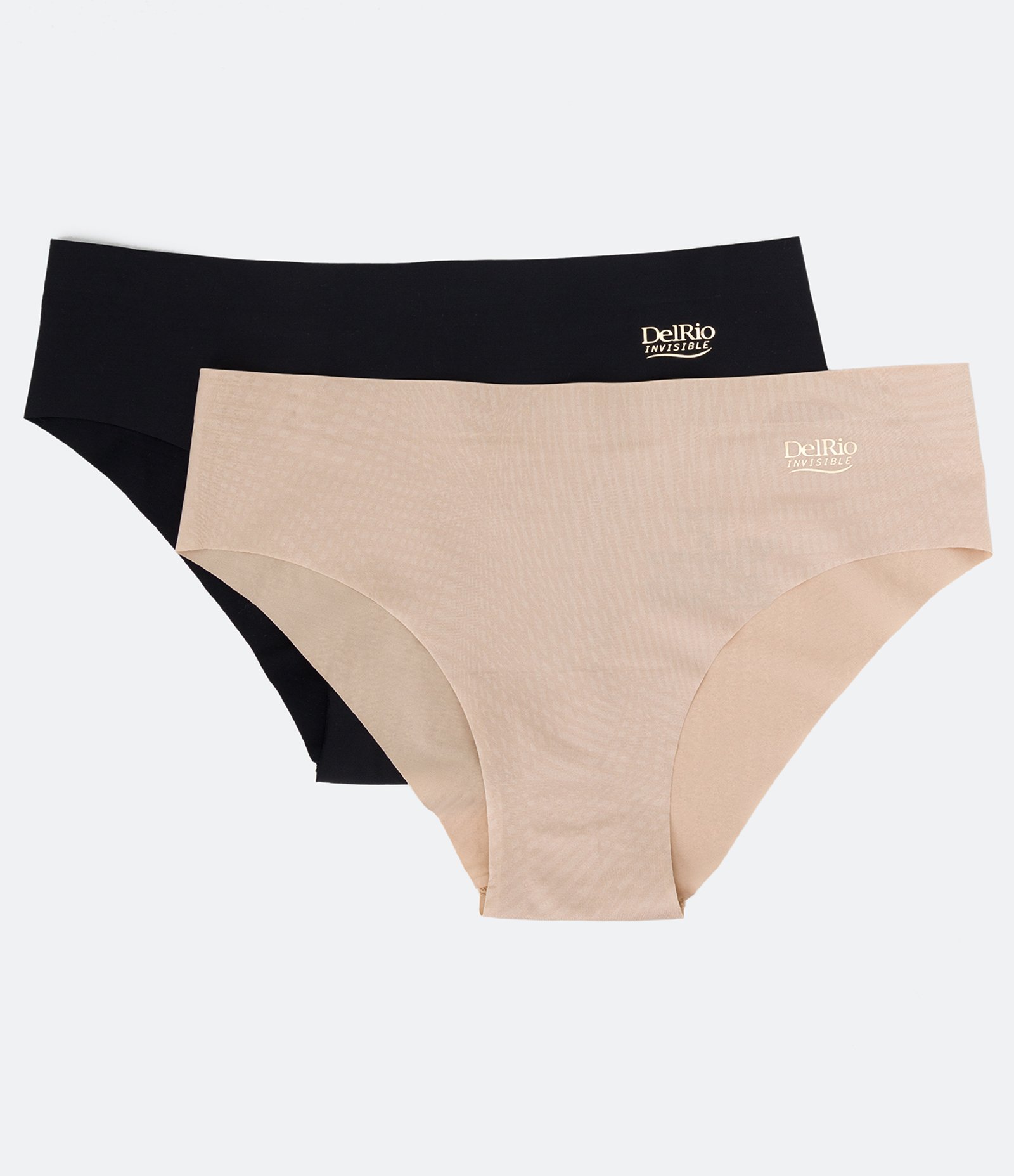 Kit 02 Calcinhas Boyshort em Microfibra com Lateral Larga DelRio Bege/ Preto 1