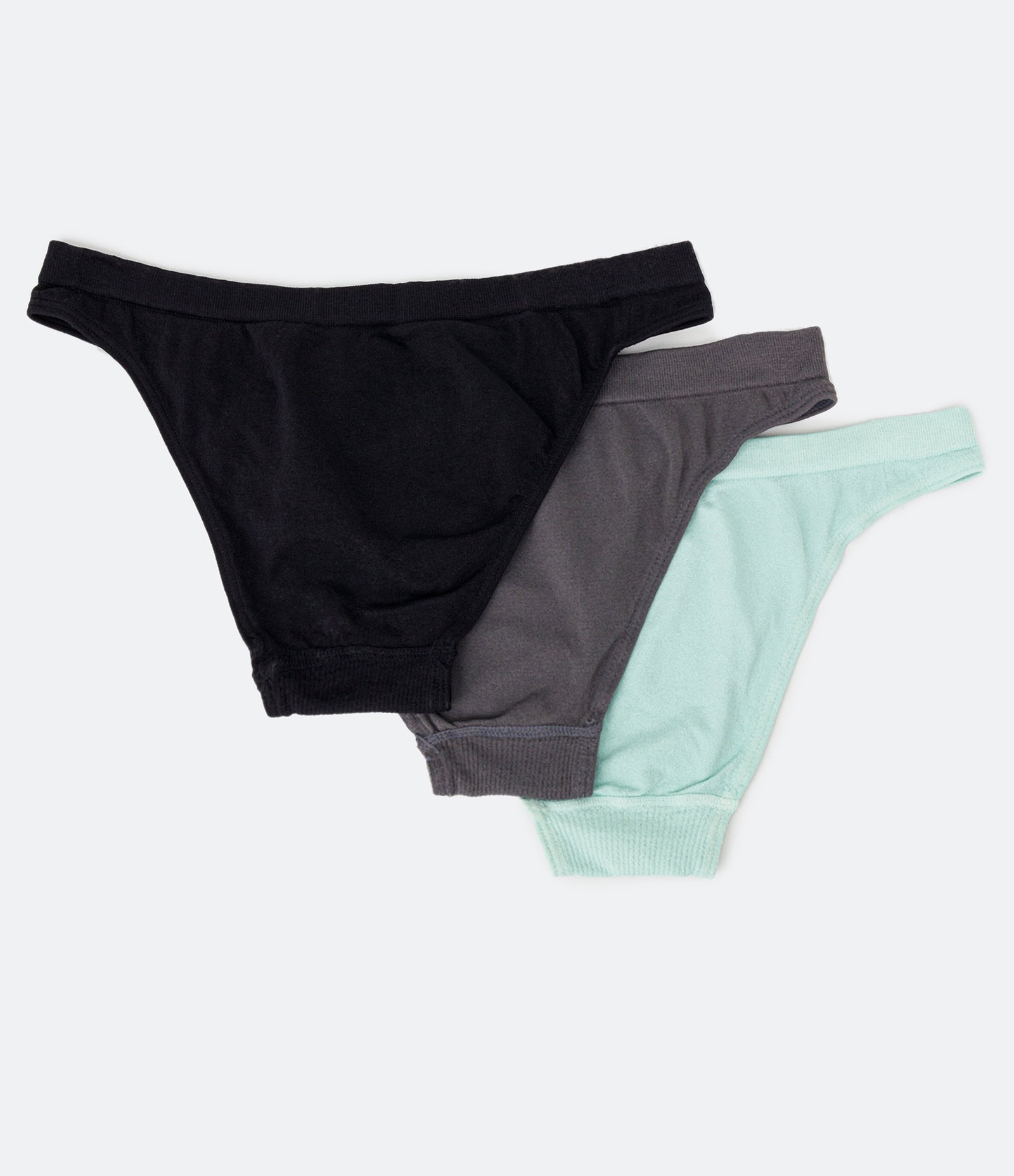 Kit 03 Calcinhas Tanga em Poliamida sem Costura Trifil Preto/ Cinza/ Verde 2