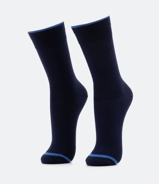 Meia Cano Alto em Viscose com Detalhes Contrastantes