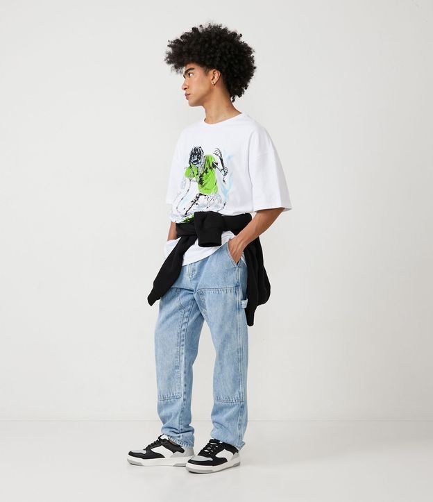 Pantalón Loose Carpenter Jeans con Tira Lateral Azul Médio 1