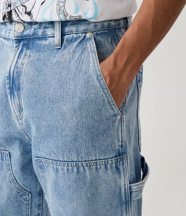 Pantalón Loose Carpenter Jeans con Tira Lateral Azul Médio 4