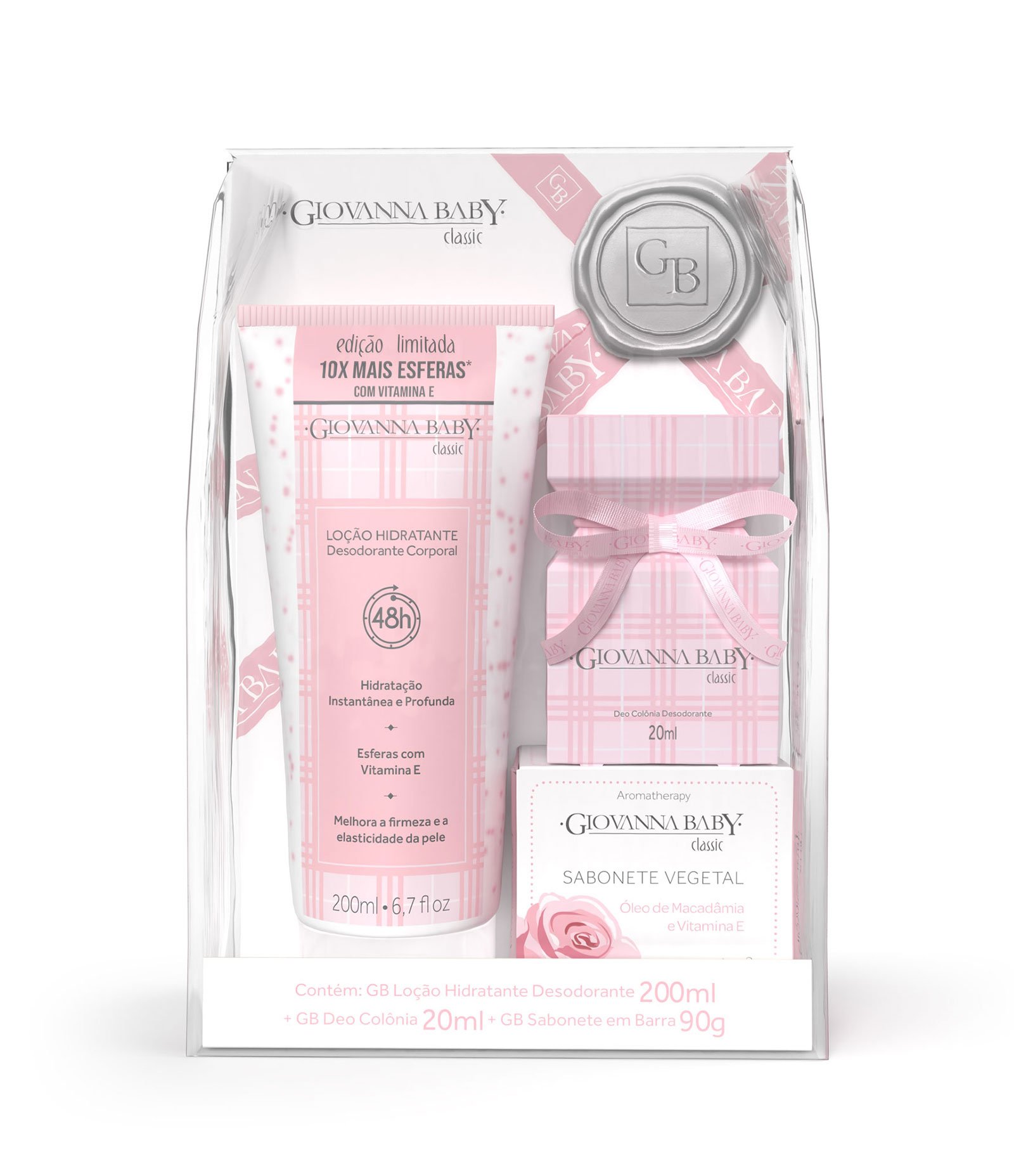 Kit Loção Hidratante 200ml Colônia 20ml Sabonete 90G Necessaire Classic  Giovanna Baby KIT 1