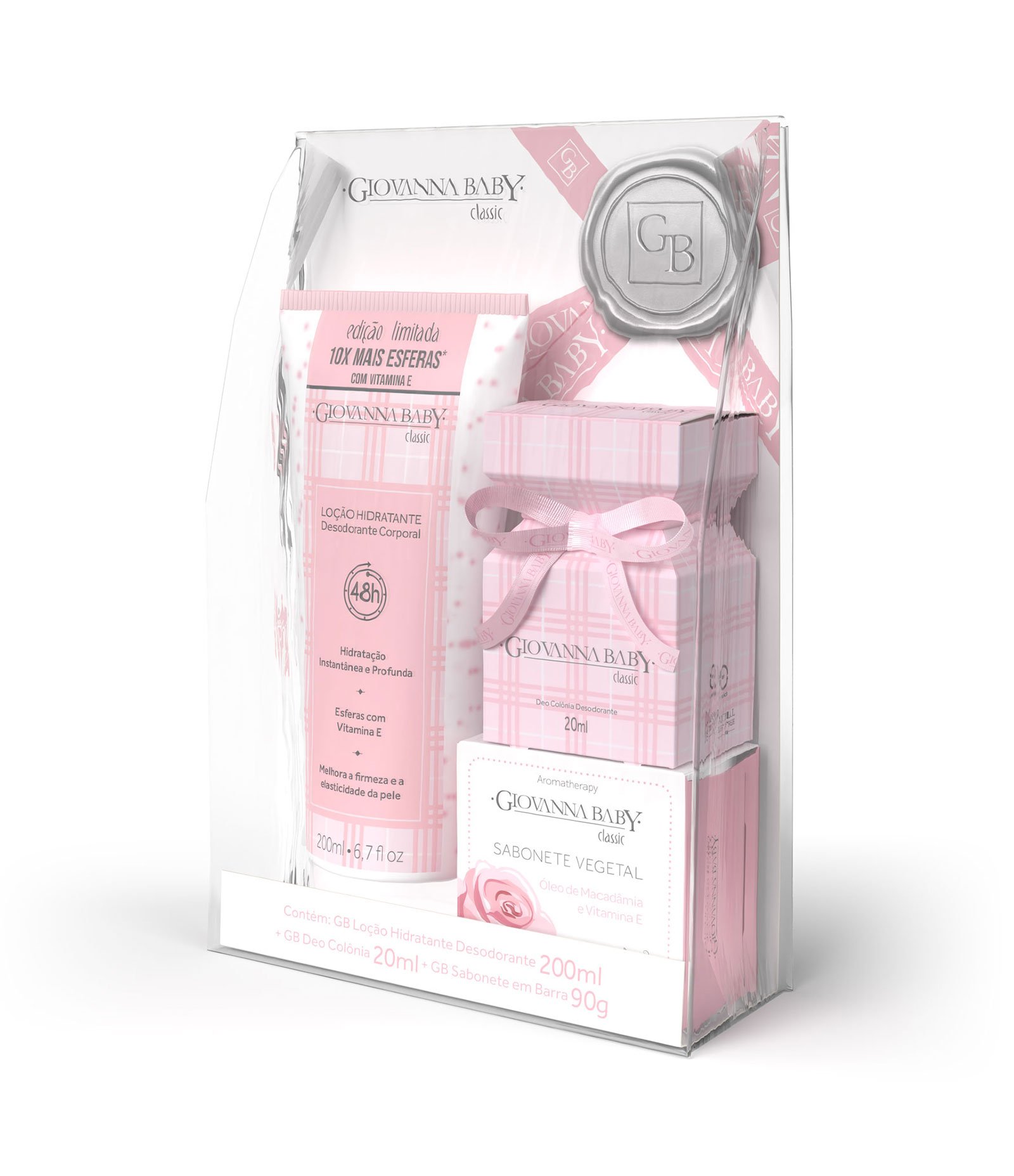 Kit Loção Hidratante 200ml Colônia 20ml Sabonete 90G Necessaire Classic  Giovanna Baby KIT 3