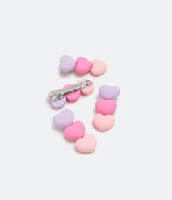 Kit 04 Presilha de Cabelo Infantis em Corações Fosco e Degrade