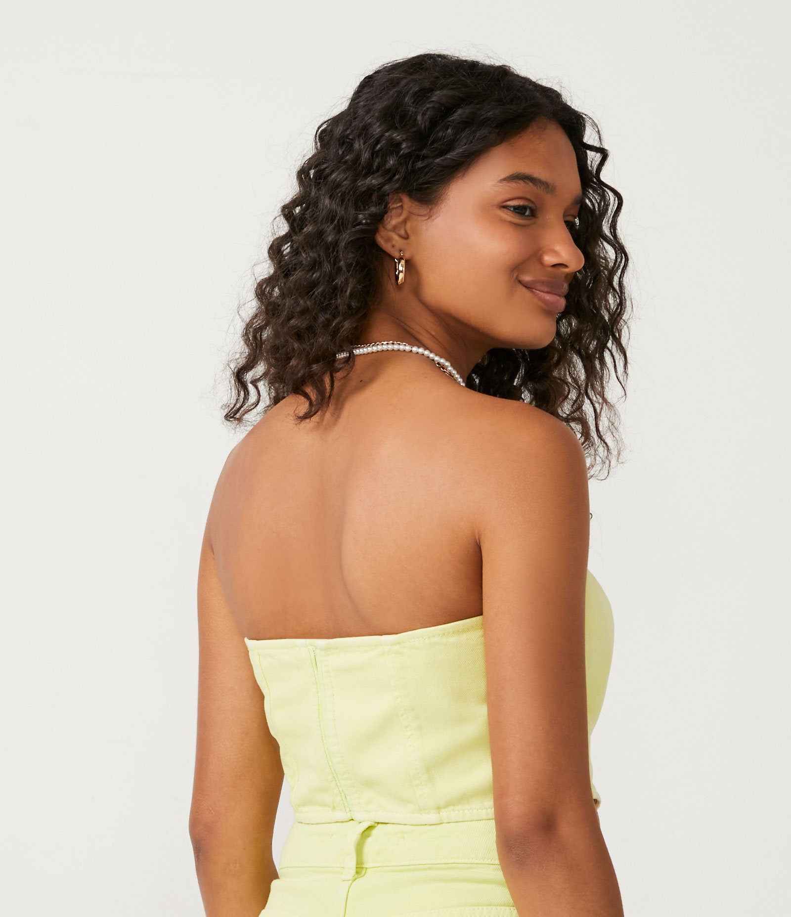 Blusa Cropped Corpete em Sarja com Recortes Verde 3