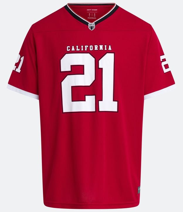 Camiseta Esportiva Dry Fit de Futebol Americano com Estampa Califórnia 21  Vermelho