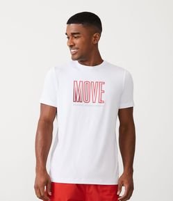Camiseta Regular Esportiva com Estampa de Lettering Move