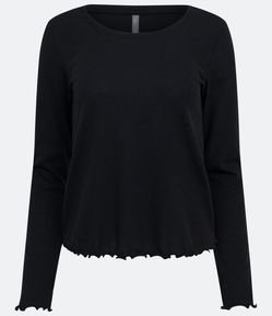 Blusa de Pijama em Ribana com Frufru na Borda