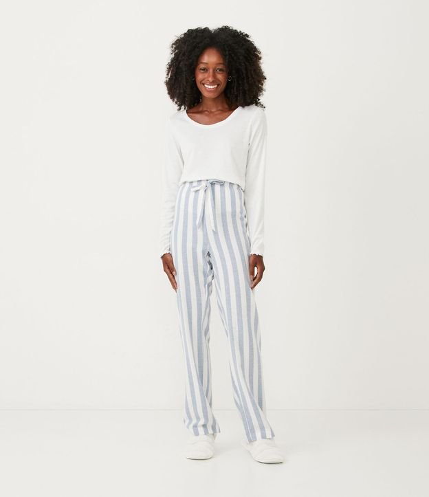 Blusa de Pijama en Ribana con Textura Acanalada Blanco 2