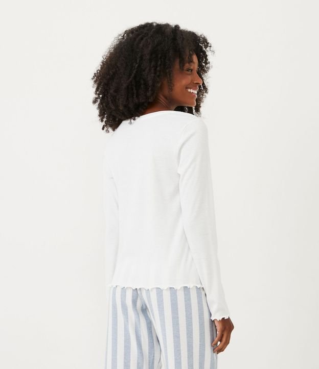Blusa de Pijama en Ribana con Textura Acanalada Blanco 3