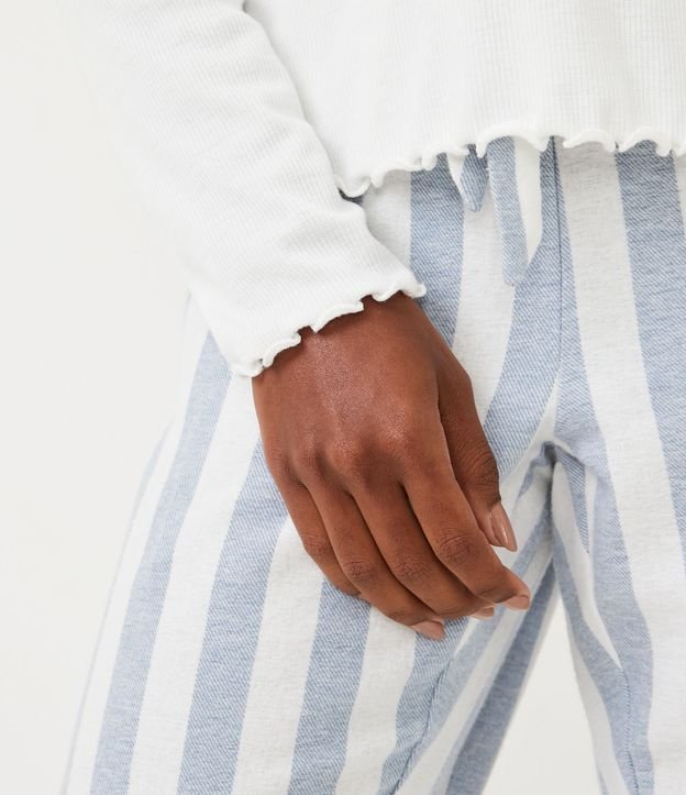 Blusa de Pijama en Ribana con Textura Acanalada Blanco 5