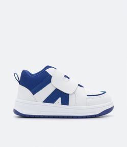 Tênis Abotinado Infantil com Recortes Azul e Sola Bicolor - Tam 20 ao 27