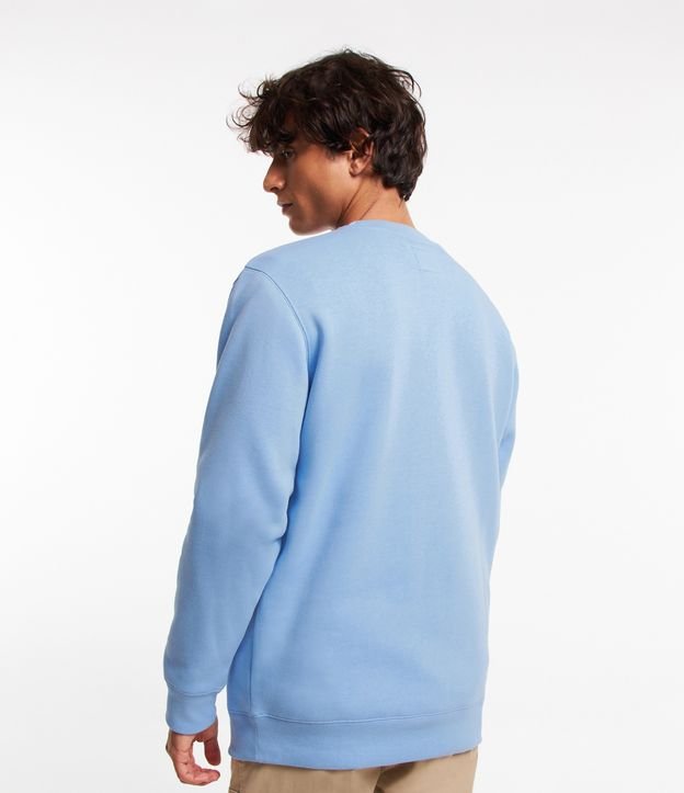 Blusão em Moletom Forro Fleece e com Estampa Salty Sun Socials Azul 4
