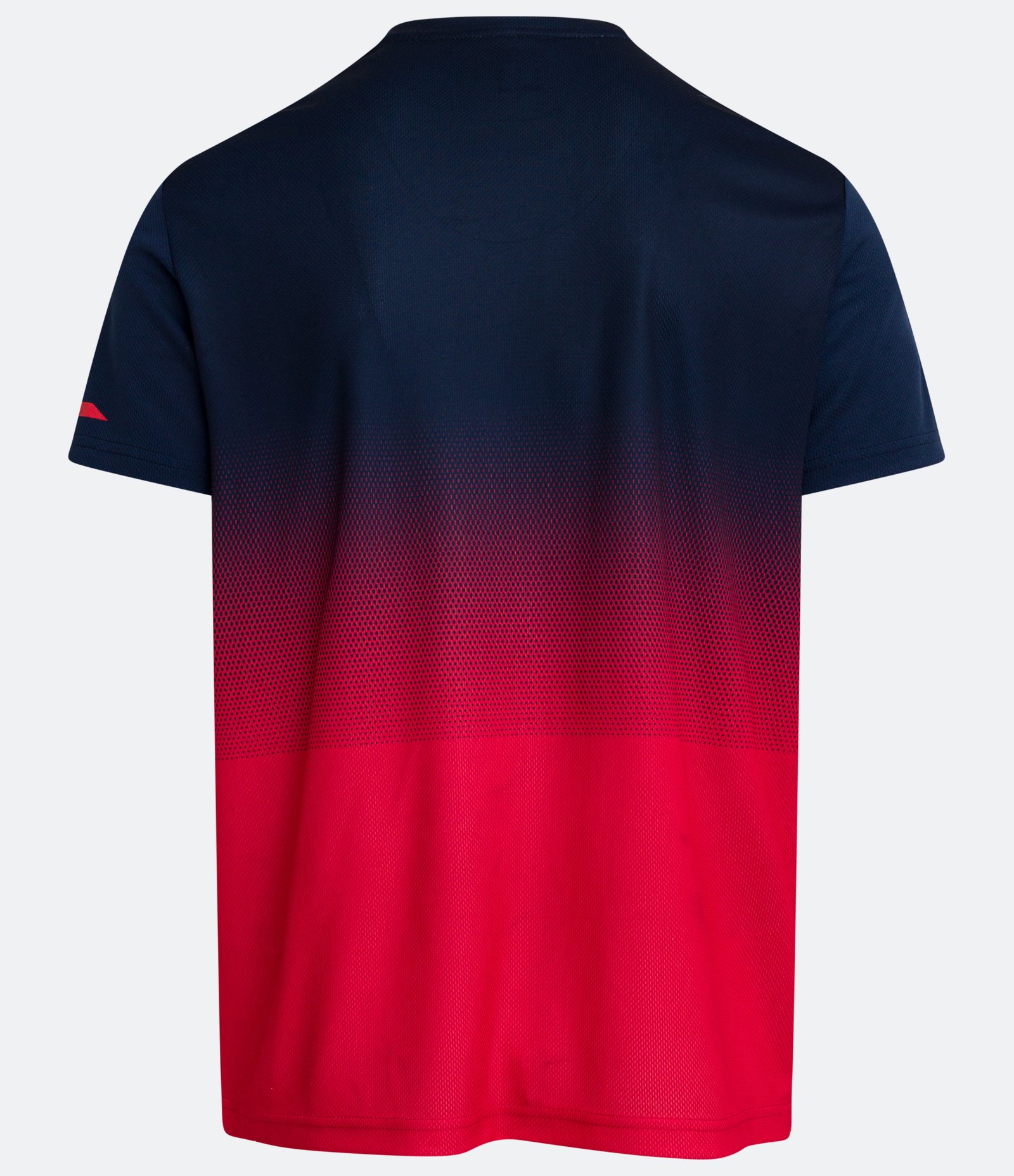 Camiseta Esportiva com Estampa Degradê e Manga Curta Vermelho Coral/ Azul 6