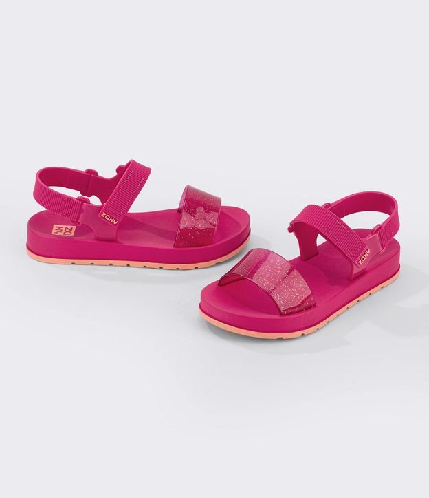 Sandália Infantil Injetada com Glitter e Velcro Zaxy - Tam 28 ao 32 - Cor: Rosa Pink - Tamanho: 32