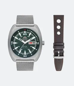 Kit Relógio Masculino Orient Analógico com Pulseira em Aço e Caixa em Metal F49SS023 E1SX
