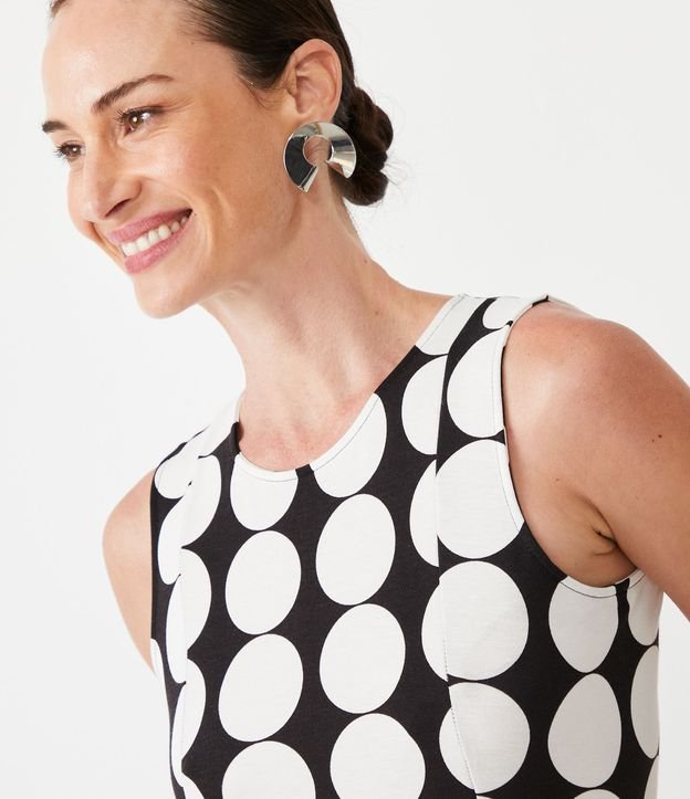 Vestido Midi en Viscosa con Estampado de lunares Diferenciada Negro/Blanco 4