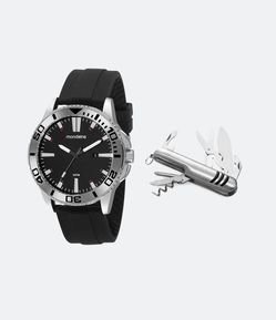 Kit Relógio Masculino Mondaine Analógico com Caixa em Metal e Pulseira em Silicone 99632G0MVNI1KA