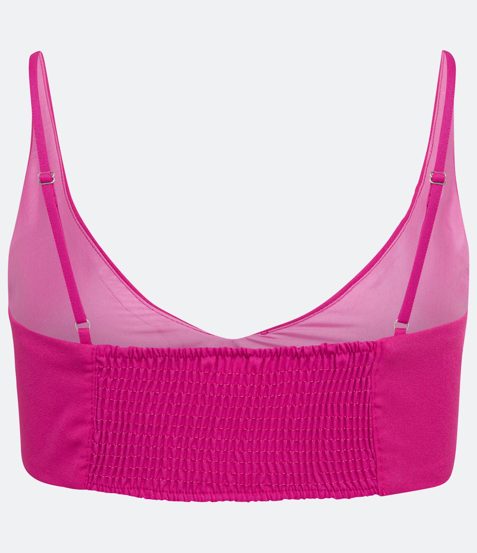 Blusa Cropped de Alça em Crepe com Lastex nas Costas Rosa 2