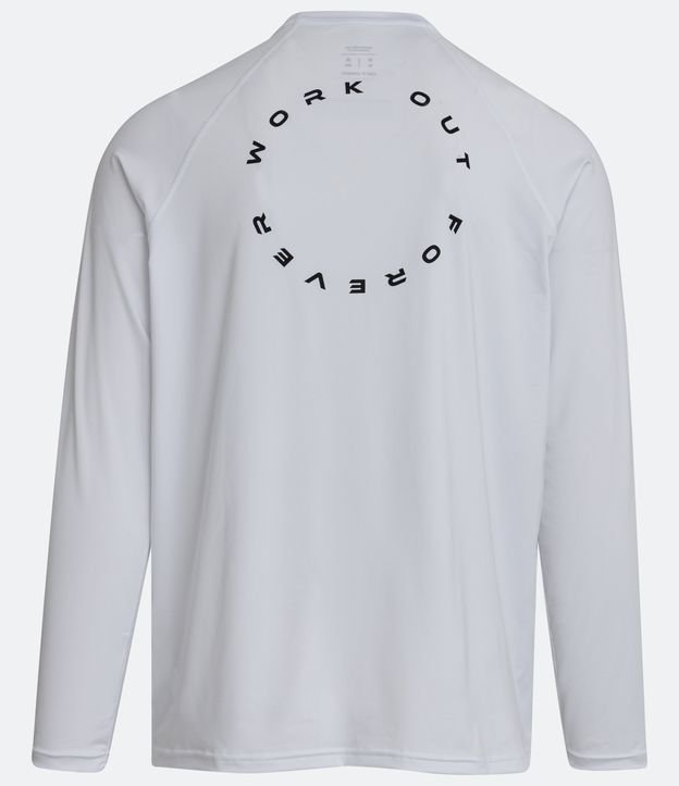 Camiseta Regular Esportiva com Lettering Circular Work Out Forever Branco 8