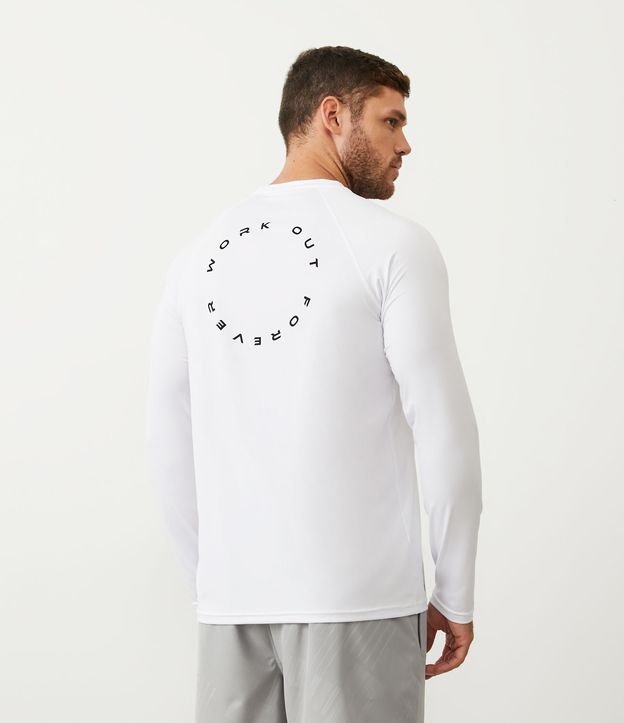 Camiseta Regular Esportiva com Lettering Circular Work Out Forever Branco 3