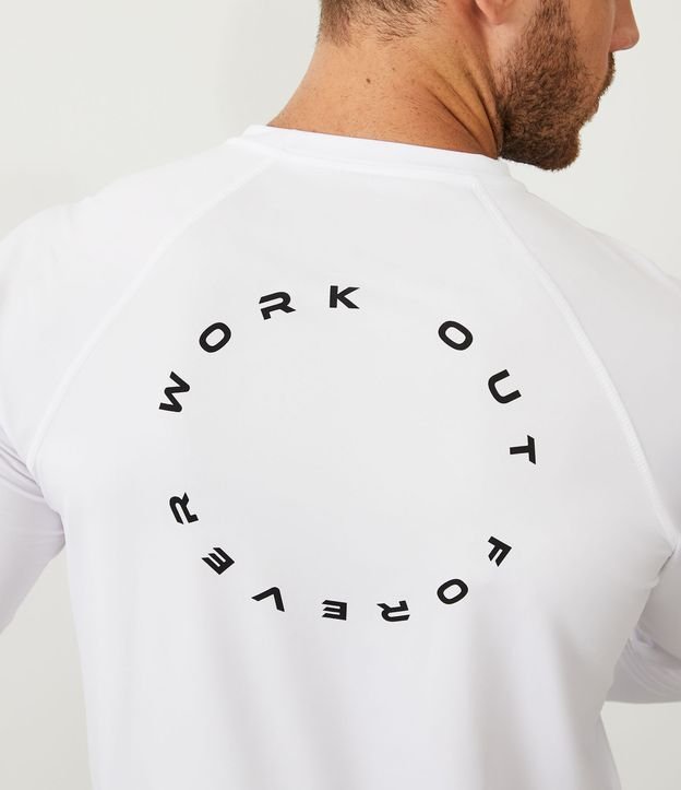 Camiseta Regular Esportiva com Lettering Circular Work Out Forever Branco 4