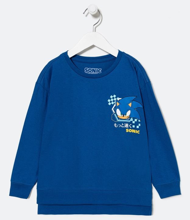 Camiseta Infantil Estampa Sonic - Tam 4 a 12 Anos Azul