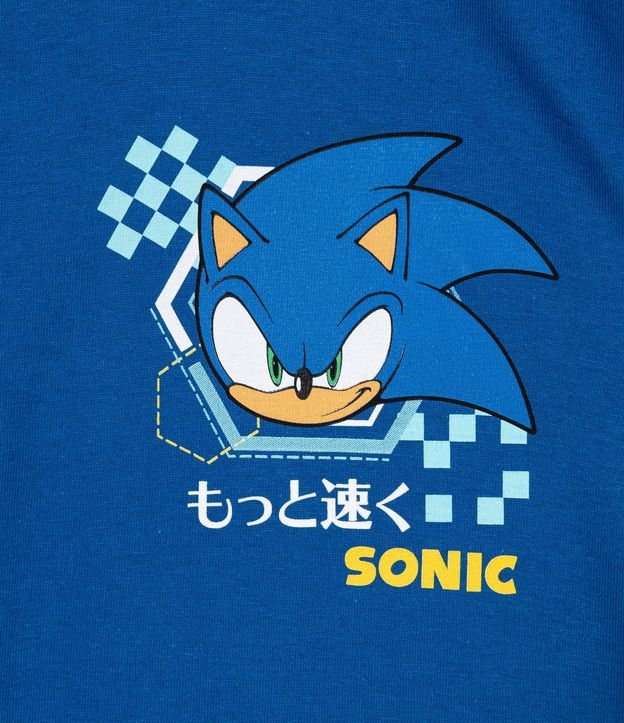 Camiseta Infantil Estampa Sonic - Tam 4 a 12 Anos Azul