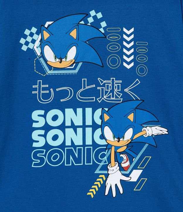 Camiseta Infantil com Estampa do Sonic e Máscara Interativa - Tam 4 a 12  Anos Azul