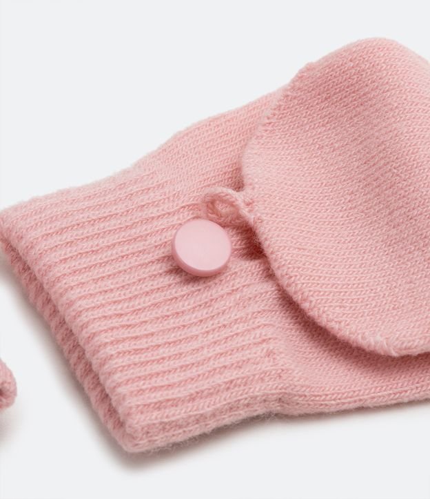 Guante Infantil con Dedos Cubiertos y Botón - Talle P al G Rosado 2