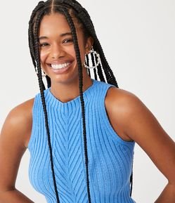 Blusa Sem Manga em Tricô Texturizado