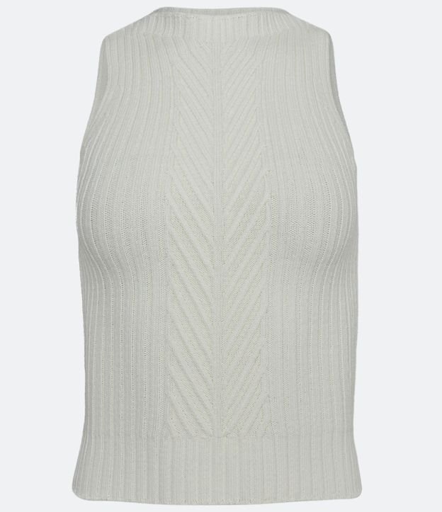 Blusa sin Mangas de Punto Texturizado Off White 6