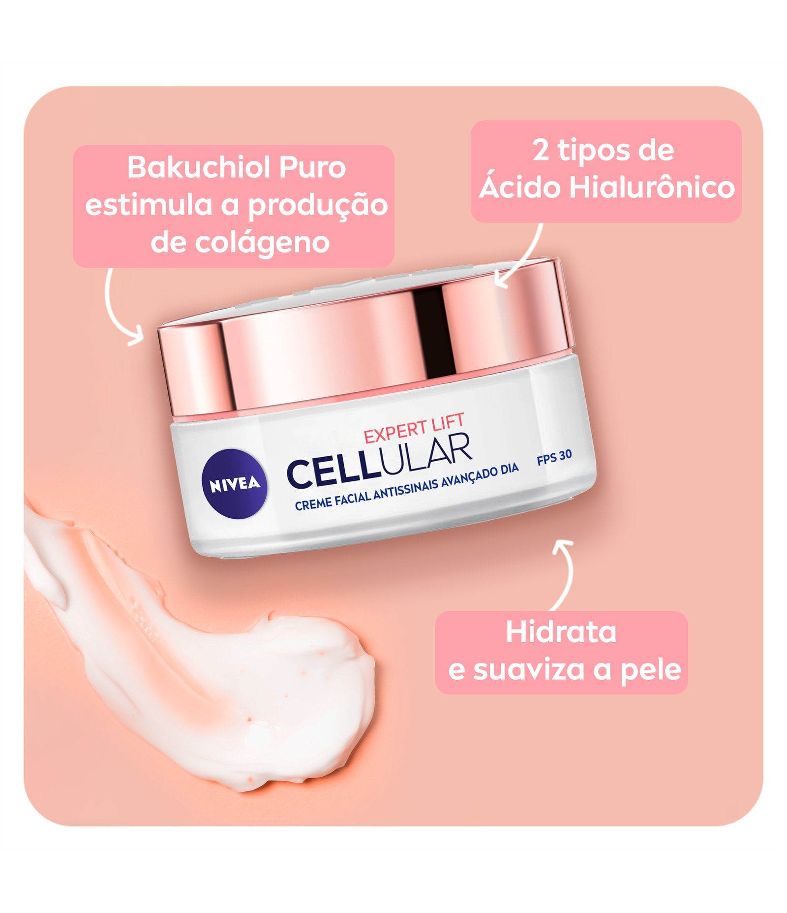 Creme Facial Antissinais Avançado Cellular Expert Lift Dia FPS30 Nivea 50ml 6