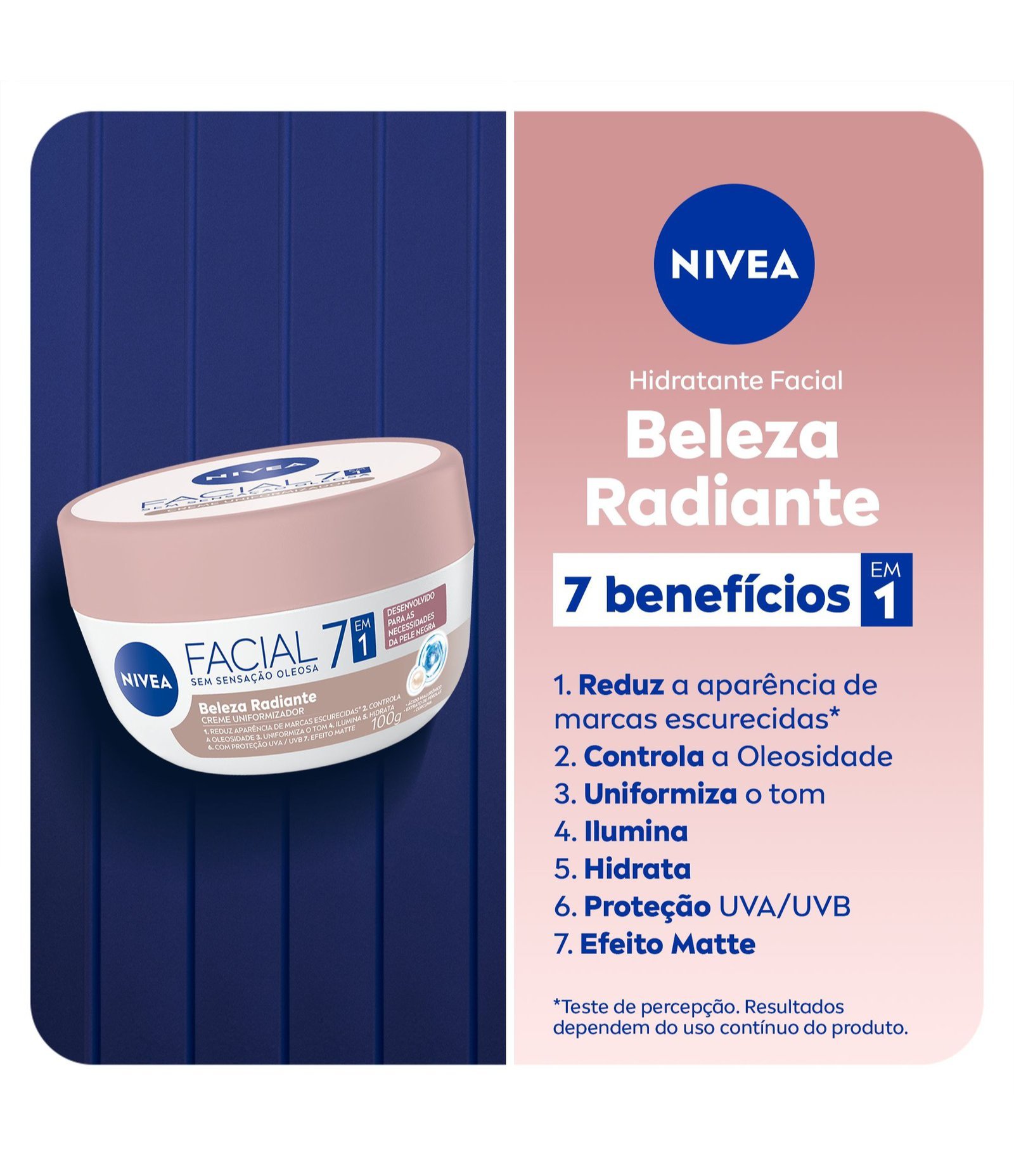 Creme Facial Uniformizador Hidratante Facial 7 em 1 Beleza Radiante Nivea 100g 2
